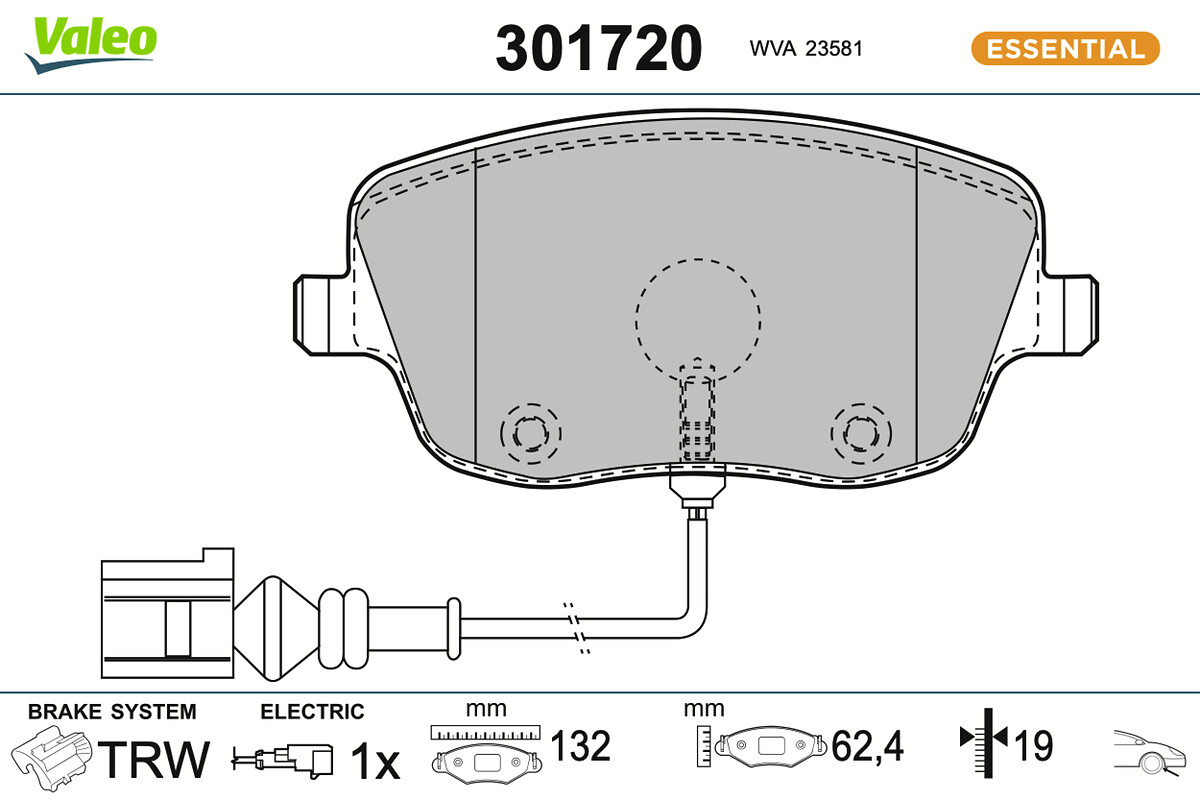 Jogo de 4 pastilhas de travão VALEO 301720